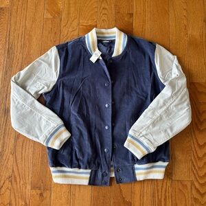 NWT Women's Aerie Blue and White Varsity Jacket